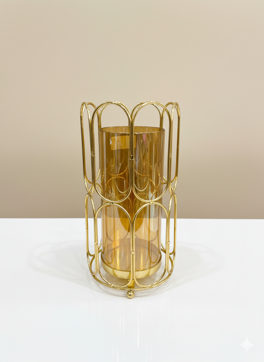 Unique Bazar: 10" Gold Arch Glass Holder (24 Pcs)