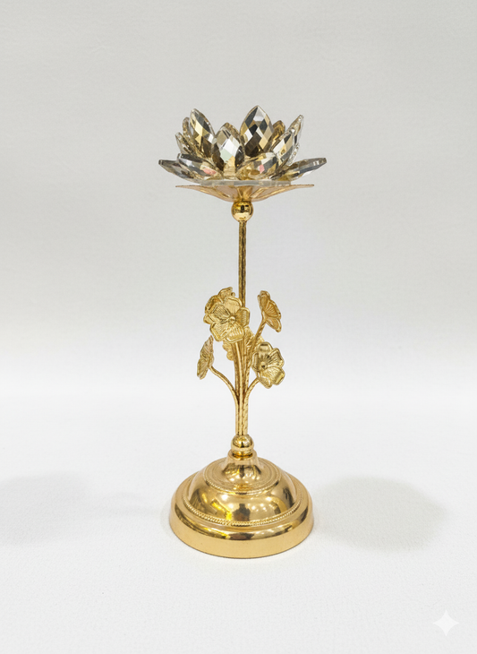 Unique Bazar: Artisanal Crystal Lotus Candle Holder for Diwali