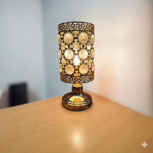 11.5 Inch Gold & Crystal Greek Key Table Lamp (24 Pcs Ctn) | Unique Bazar