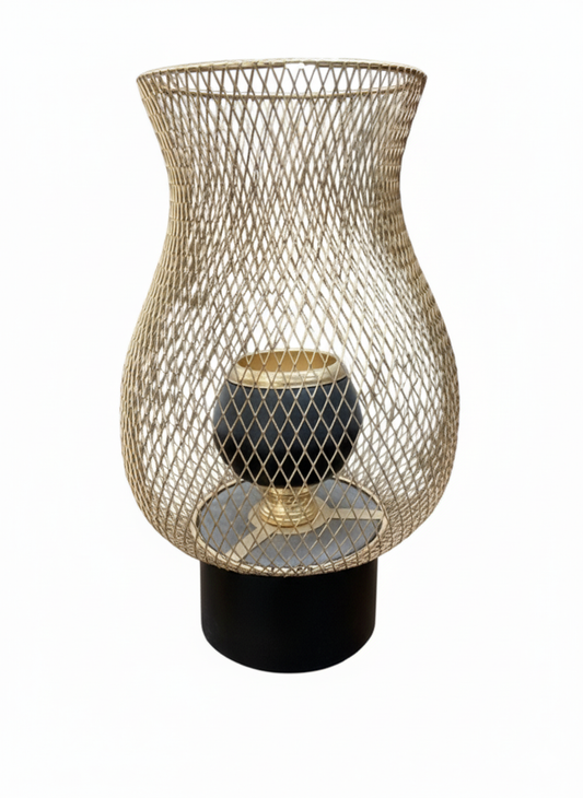 Unique Bazar: Modern Gold Mesh Hurricane Lantern Decor
