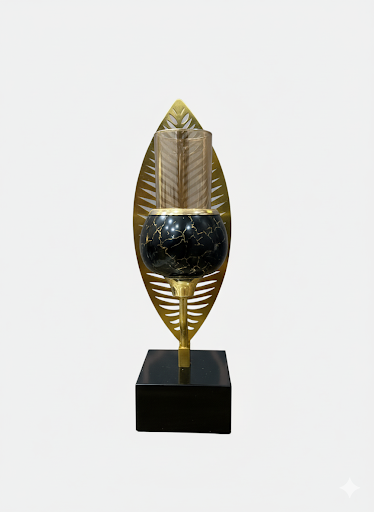 Unique Bazar | Gold Leaf Black Marble Candle Holders (12 Pcs)