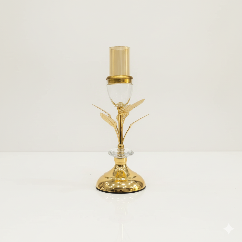 Unique Bazar: 12" Gold Leaf Candle Holder | Diwali Decor