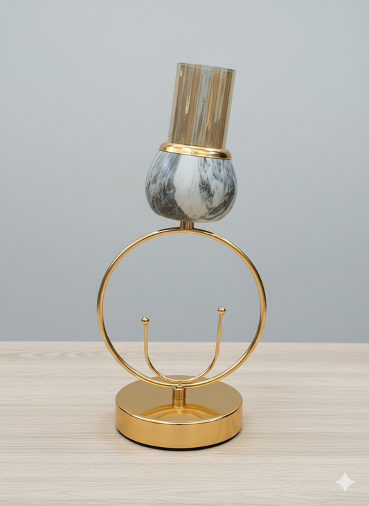 Unique Bazar: Modern Gold Ring Candle Holder & Marble Accent