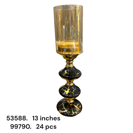 Unique Bazar: Gold & Black Marble Candlestick 24 Pcs
