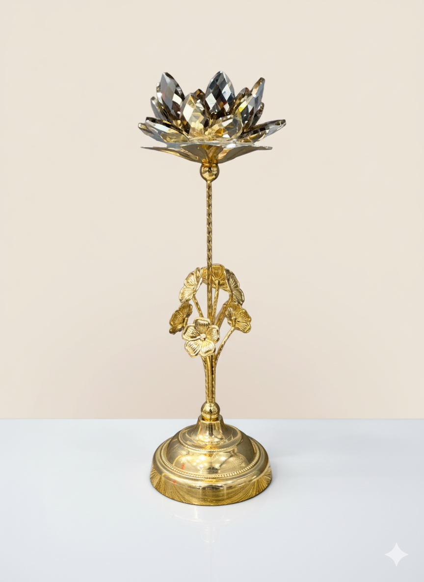 Unique Bazar: 13" Gold Crystal Lotus Holder (36 Pcs)