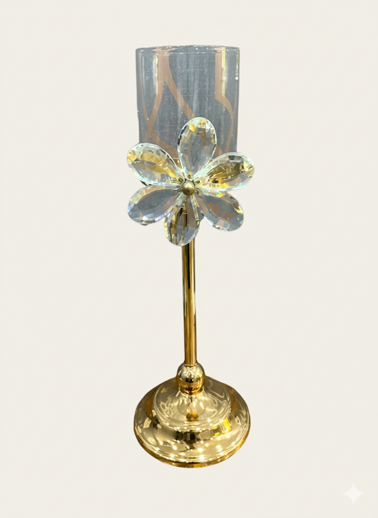 Unique Bazar: Crystal Flower Candlestick - Diwali Home Decor