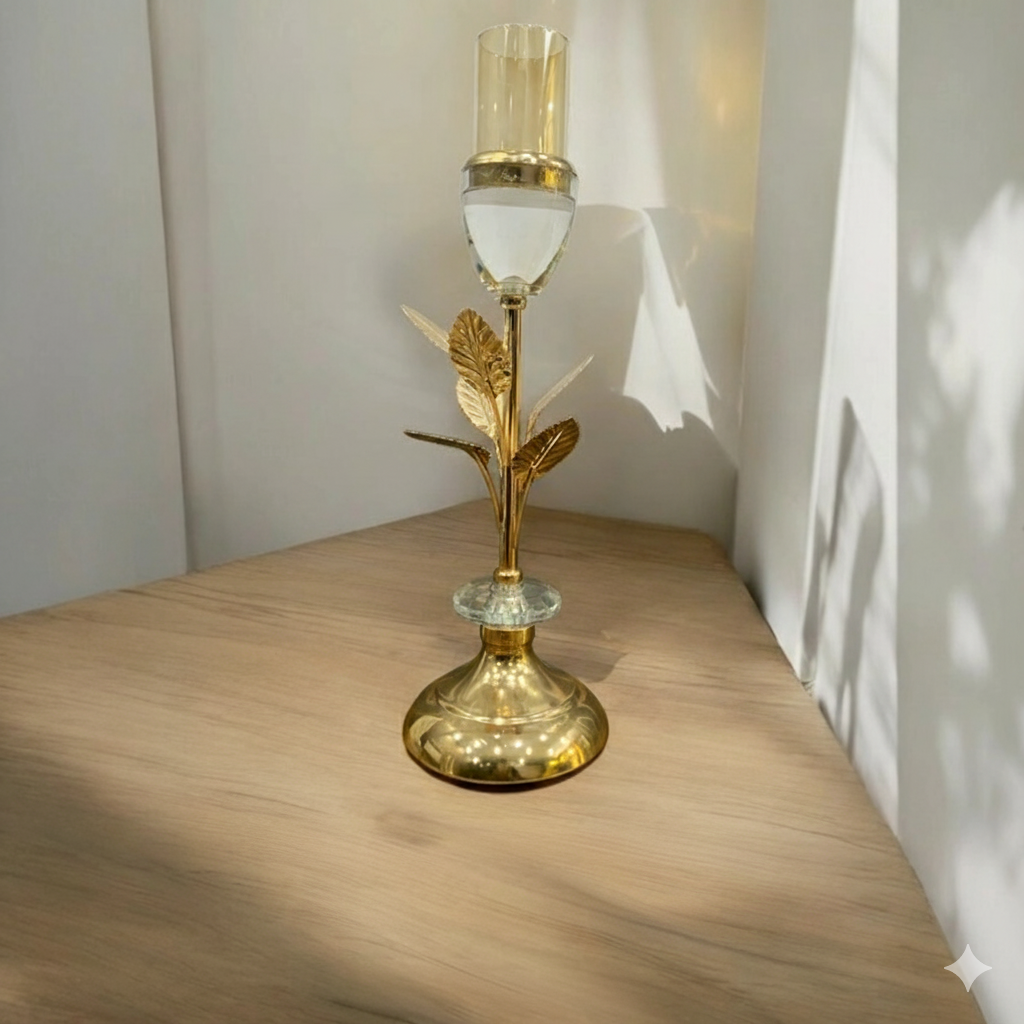 Unique Bazar: Handcrafted Gold Leaf Candlestick for Diwali