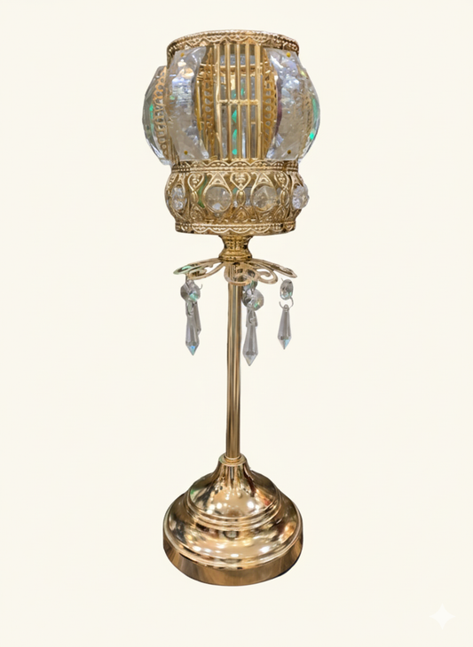 Unique Bazar: Diwali Crystal & Gold Pillar Candle Holder