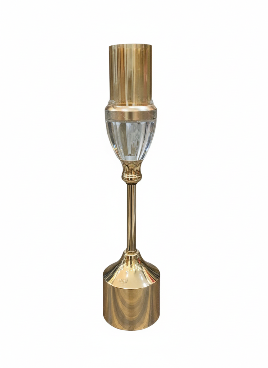Unique Bazar: 14" Gold Crystal Taper Candle Holder