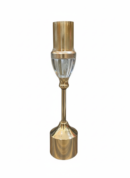 Unique Bazar: 14" Gold Crystal Taper Candle Holder