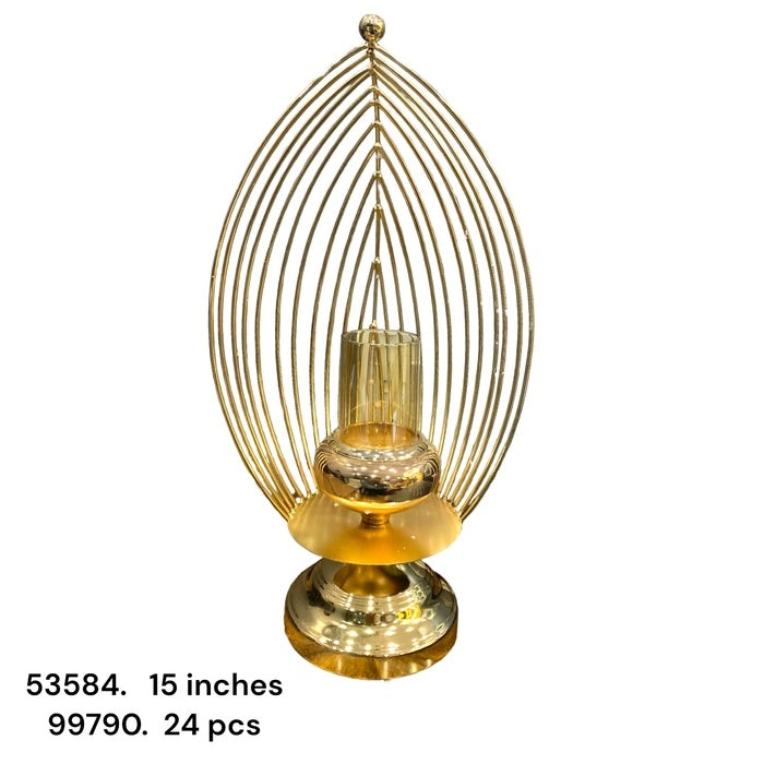 Unique Bazar: 15" Golden Leaf Candlestick Holder
