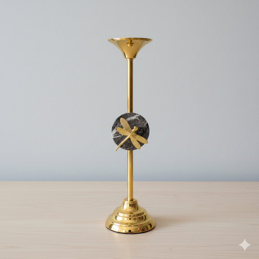 Unique Bazar: 48 Artisanal Gold Marble Dragonfly Candlesticks