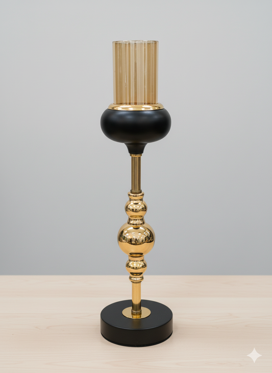 Elegant Gold & Black Tapered Holder | Unique Bazar