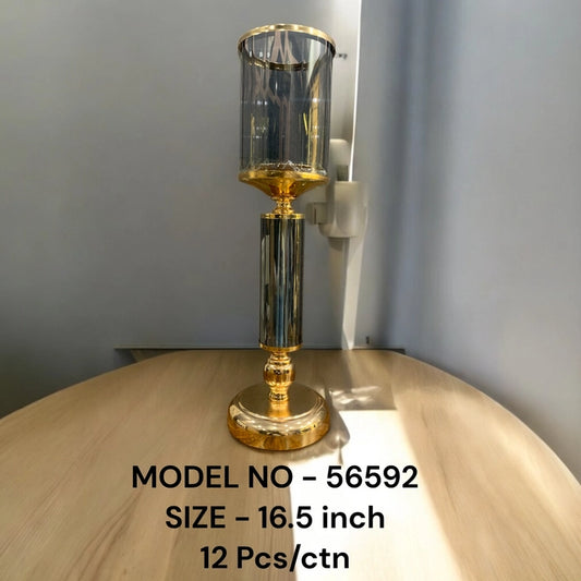 Unique Bazar: 16.5" Gold Black Ribbed Candle Holder