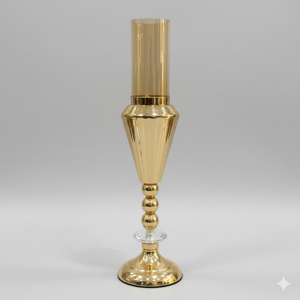 Unique Bazar: Golden Pillar Candle Holder for Diwali