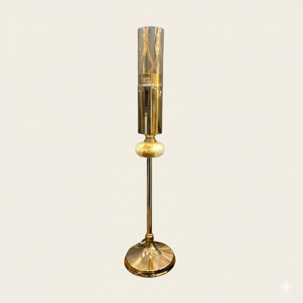 Unique Bazar: 18" Gold Amber Glass Vase & Candle Holder