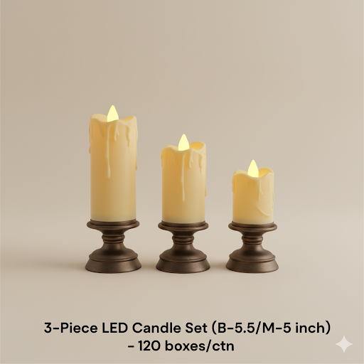 3 Piece Led Candle Set | Unique Bazar
