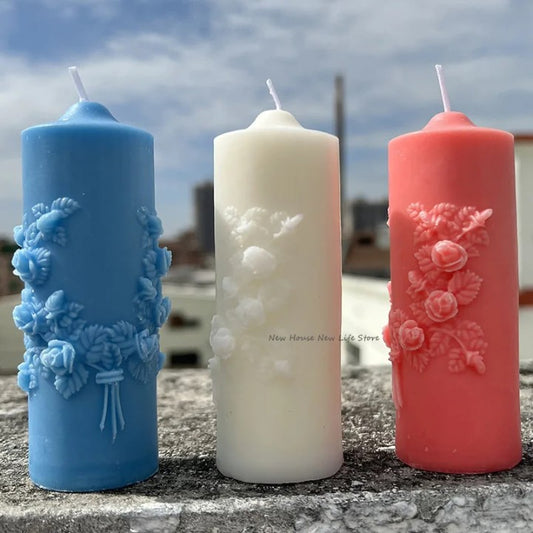 Unique Bazar: Artisanal 3D Rose Pillar Candle for Diwali
