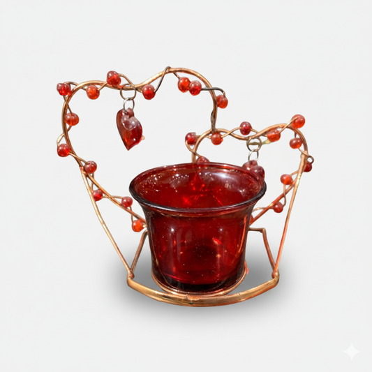 Unique Bazar: Heart Glass Tealight Holder | Diwali Decor