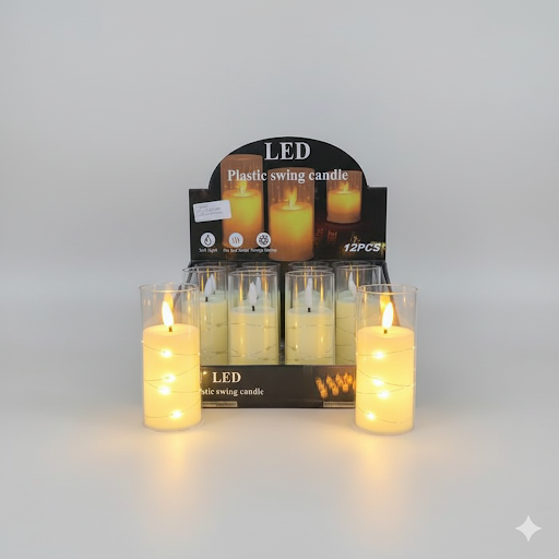 5 Inch Led Plastic Swing Candle With Fairy Lights | Unique Bazar