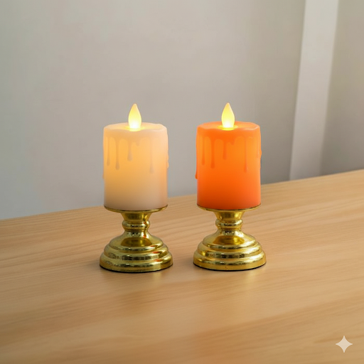 5.5 Inch Flameless Led Pillar Candles  With Golden Base | Unique Bazar