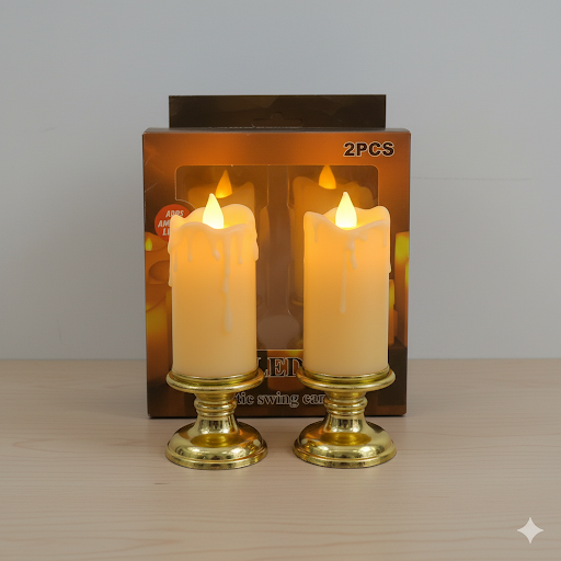6.5 Inch Flameless Led Swing Candles 2 Pcs Pack | Unique Bazar