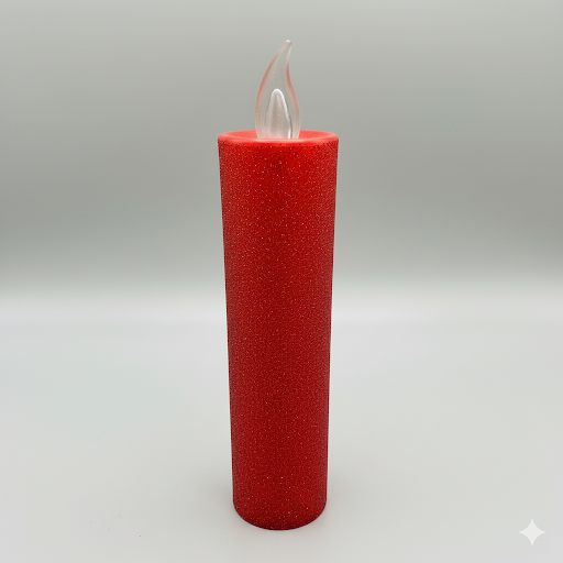 7 Inch Red Glitter Flameless Led Pillar Candle | Unique Bazar