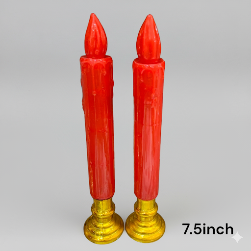 7.5 Inch Flameless Taper Led Candles (Red, 2 Pcs) | Unique Bazar