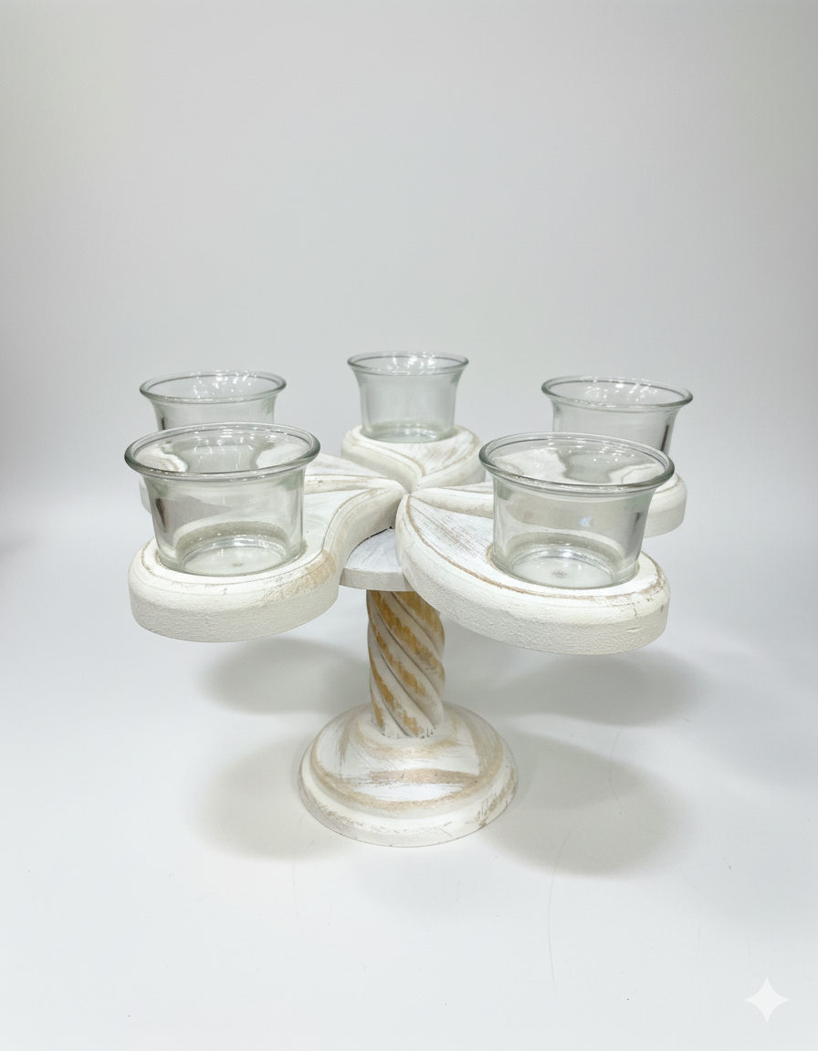Unique Bazar: Artisanal Star Wooden Candle Stand for Diwali