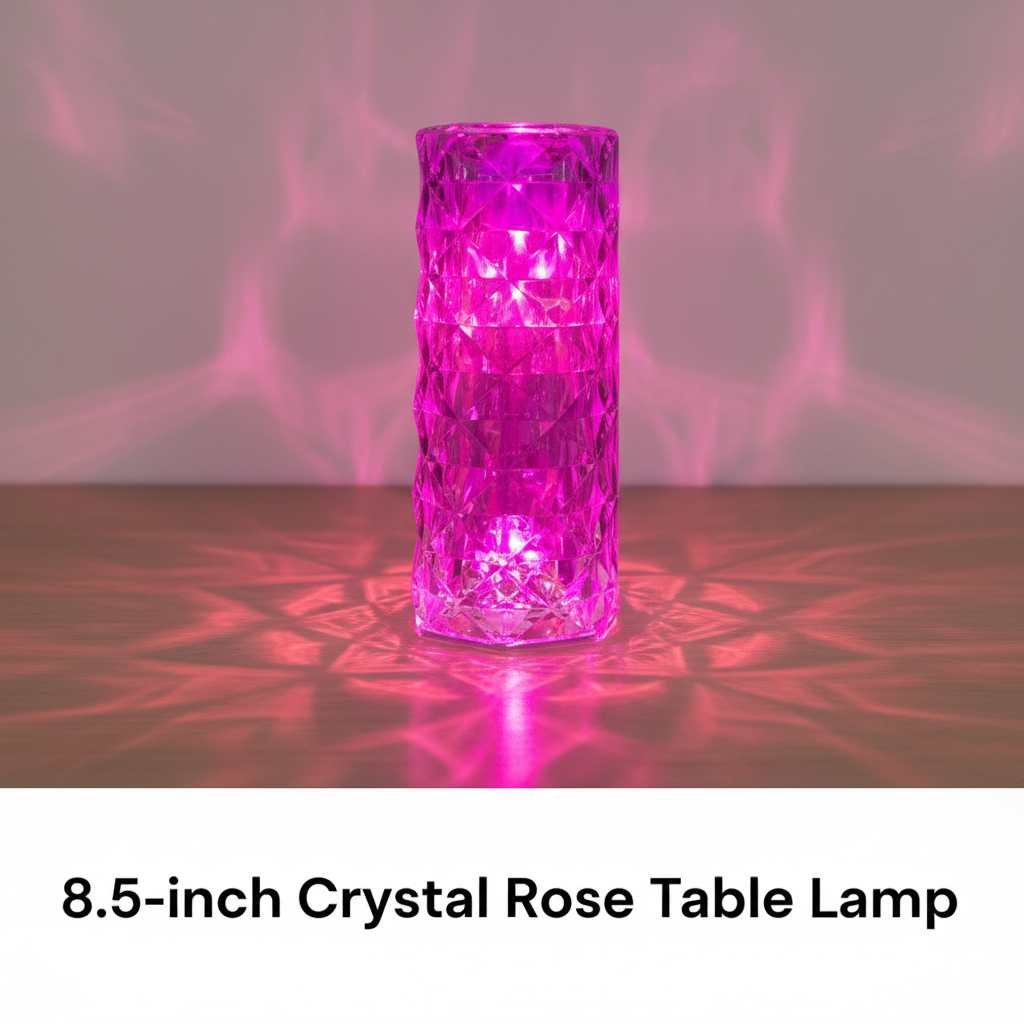 8.5 Inch Crystal Rose Table Lamp | Unique Bazar