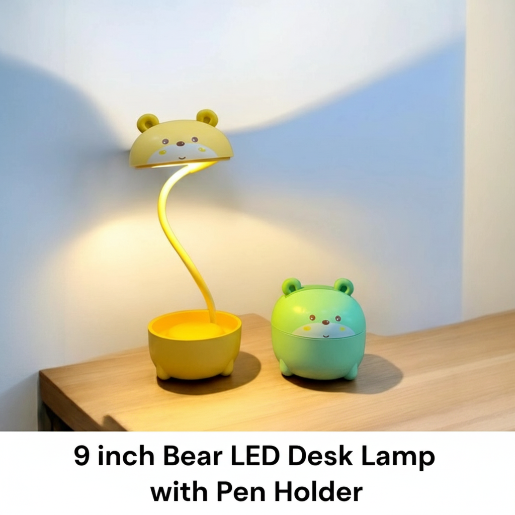 9 Inch Bear Led Desk Lamp With Pen Holder | Unique Bazar