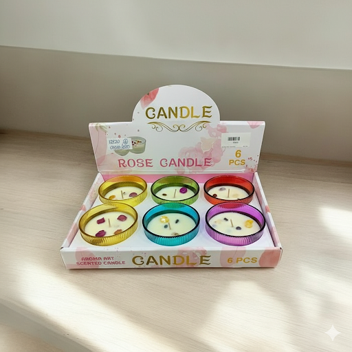 Aroma Art Scented Rose Candles (2 Inch, 6 Pcs Box) | Unique Bazar