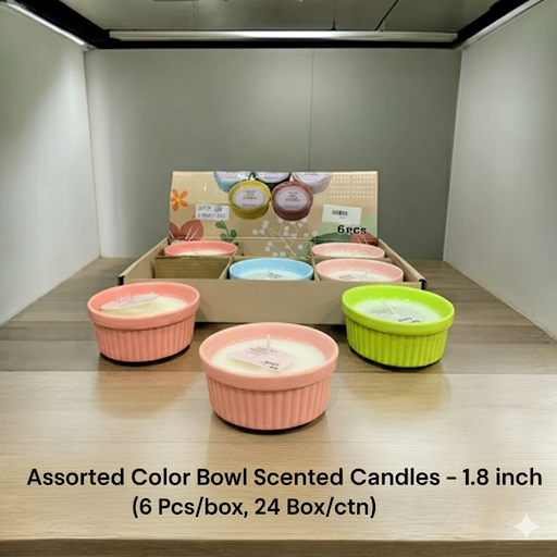 Assorted Color Bowl Scented Candles   1.8 Inch (6 Pcs Box) | Unique Bazar