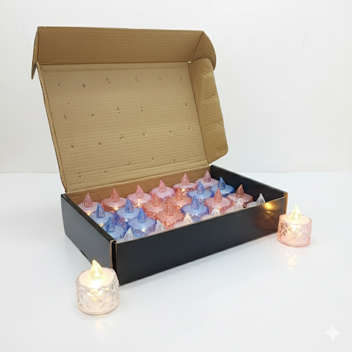 Assorted Led Tea Lights 24 Pcs Box, 2 Inch | Unique Bazar