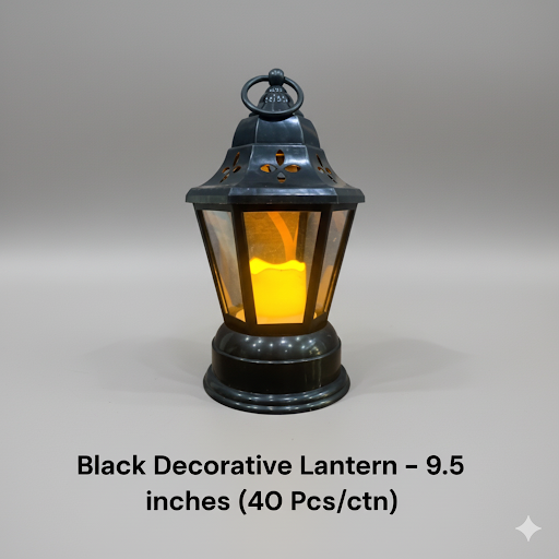 Black Decorative Lantern   9.5 Inches | Unique Bazar