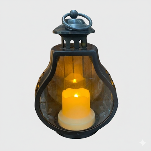 Black Decorative Lantern With Led Candle   8 Inch | Unique Bazar