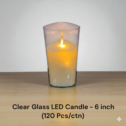 Clear Glass Led Candle   6 Inch | Unique Bazar