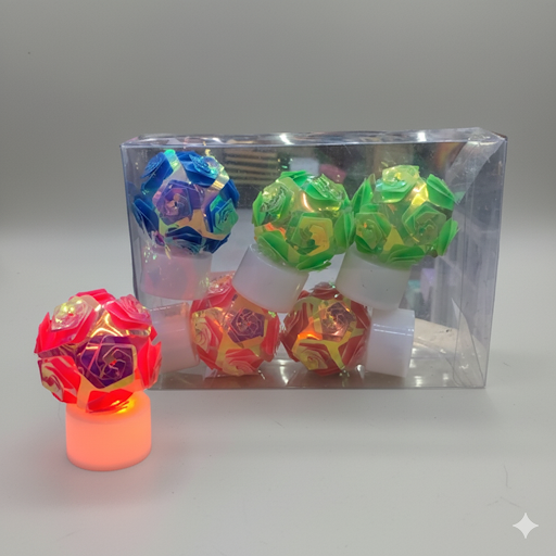 Colorful Rose Shaped Led Tea Lights   5 Inches | Unique Bazar