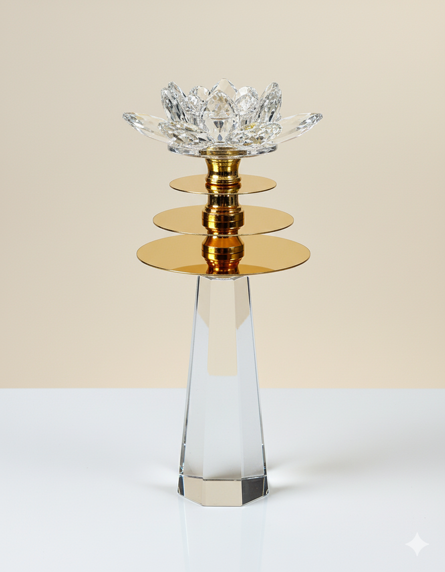 Unique Bazar: Diwali Crystal Lotus Gold Candle Stand