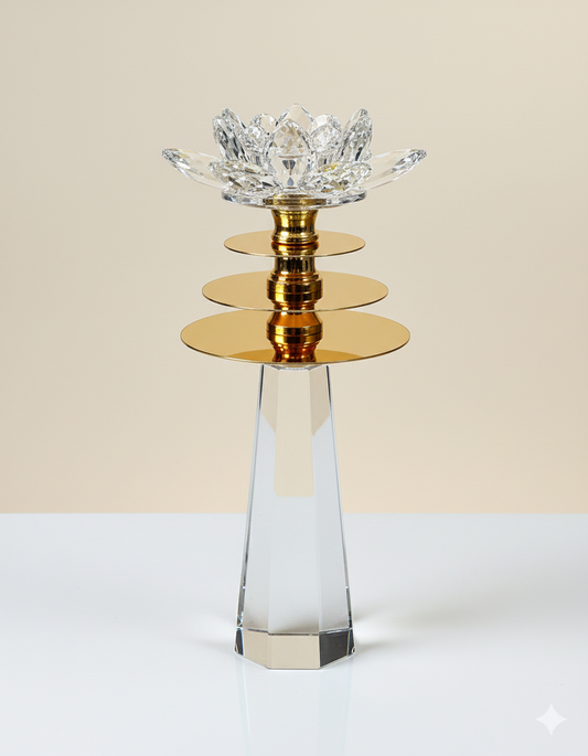 Unique Bazar: Diwali Crystal Lotus Gold Candle Stand