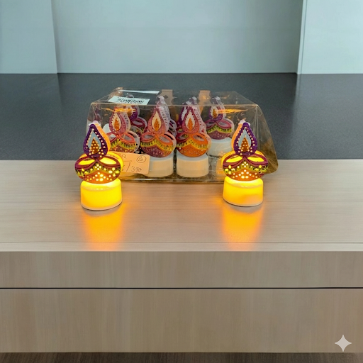 Decorative Diya Led Candles   3 Inch, 12 Pcs Box | Unique Bazar