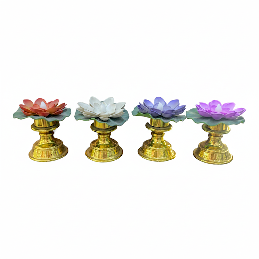 Decorative Lotus Flower Candle Holders   Gold Base (4 Inches) | Unique Bazar