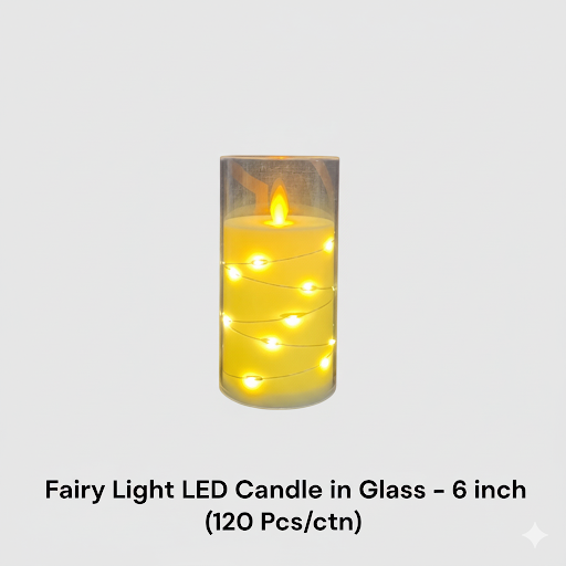 Fairy Light Led Candle In Glass   6 Inch | Unique Bazar