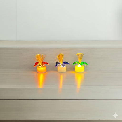 Fiber Optic Led Tea Lights   3 Inches (12 Pcs Box) | Unique Bazar