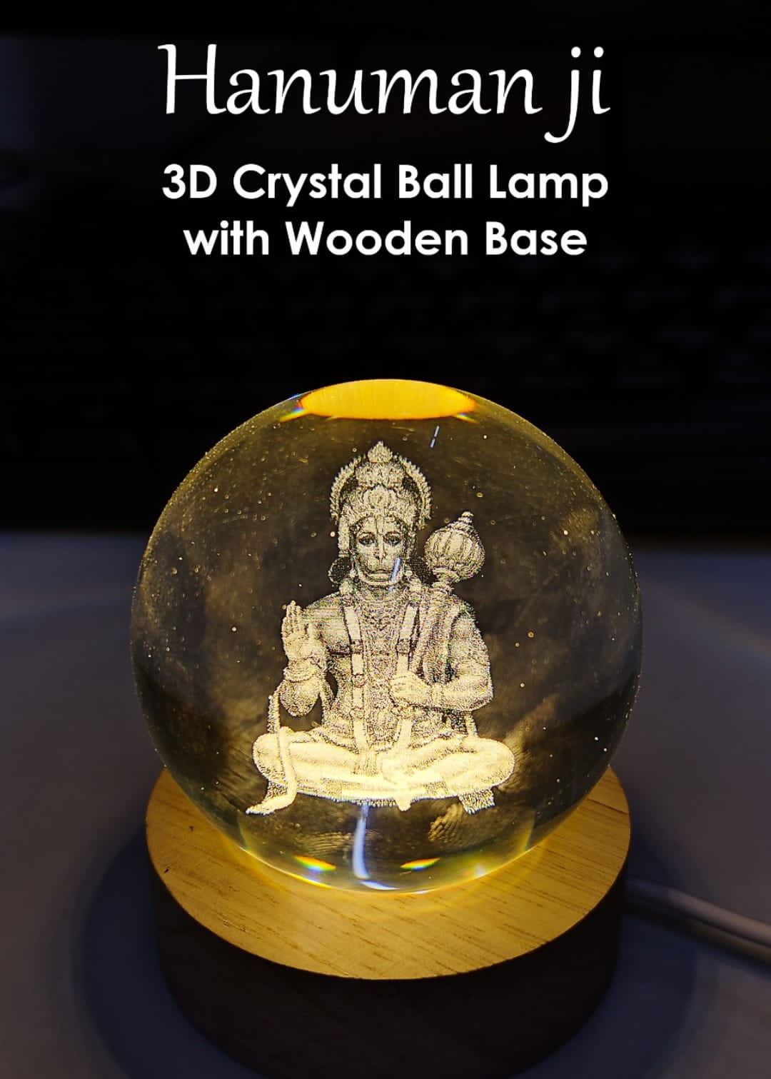 Hanuman Ji 3D Crystal Ball - Unique Bazar