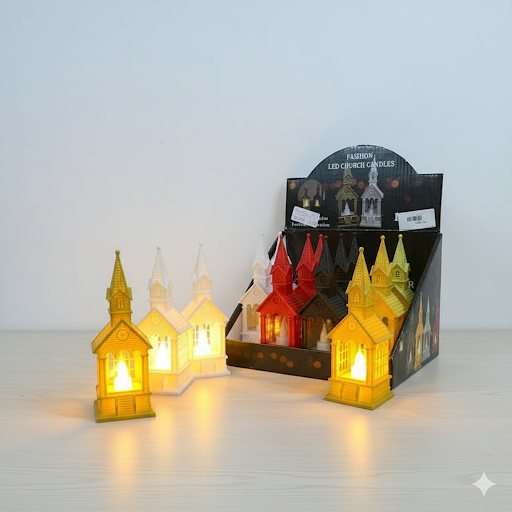 Led Church Candle Decorations (7 Inches, Assorted Colors) | Unique Bazar