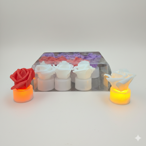 Led Rose Flameless Tealight Candles 2.5 Inch 12 Pcs Box | Unique Bazar