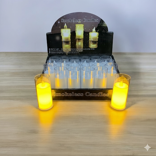 Led Smokeless Pillar Candles In Glass Holders (3.5 Inches) | Unique Bazar