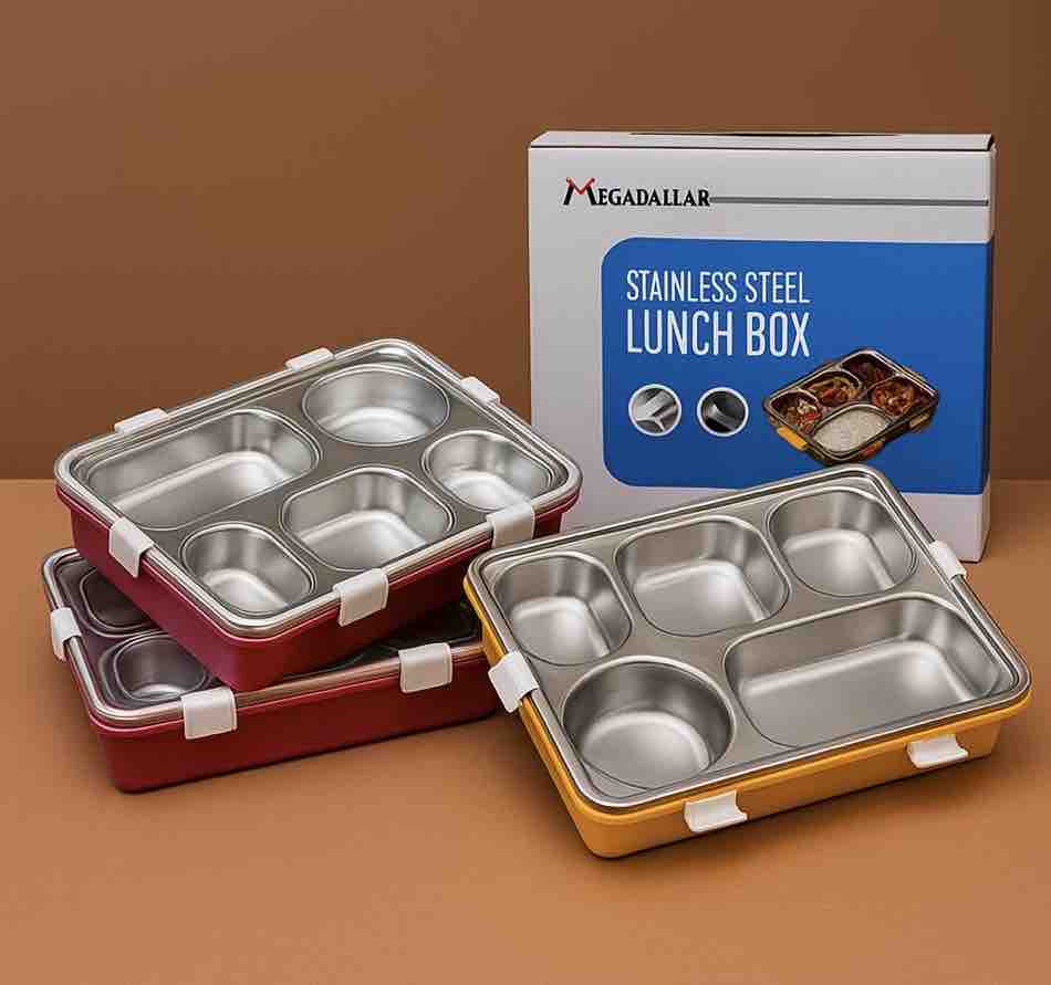 Mega 5 Section Steel Lunch Box - Unique Bazar