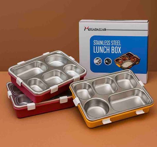 Mega 5 Section Steel Lunch Box - Unique Bazar